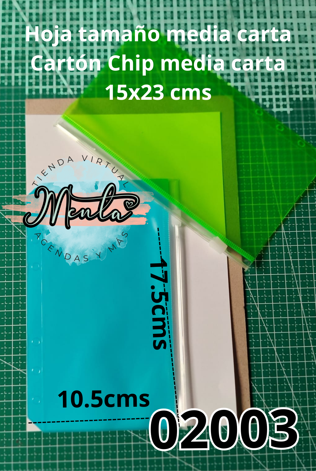 02003 - Bolsita con cierre y 6 huequitos COLORES (Tamaño A6)