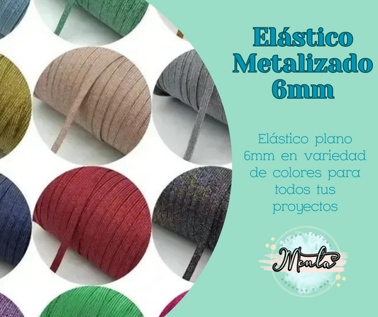 Metallic Flat Elastic 6mm roll of 3 meters