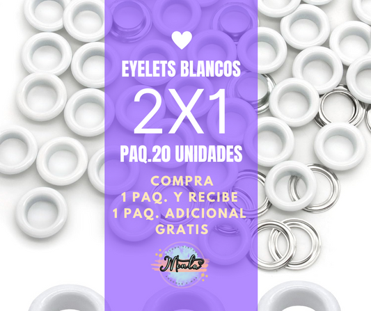 2x1 Eyelet Blanco Paquete 20 Unidades