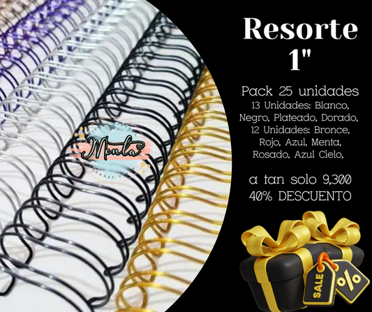 Pack 25 resortes Metálicos 1" 40% Desc.