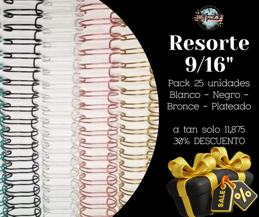 Pack 25 resortes Metálicos 9/16" 30% Desc.