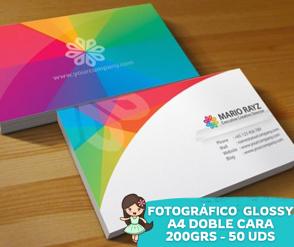 A4 Papel Fotográfico Brillante DOBLE CARA 200GR