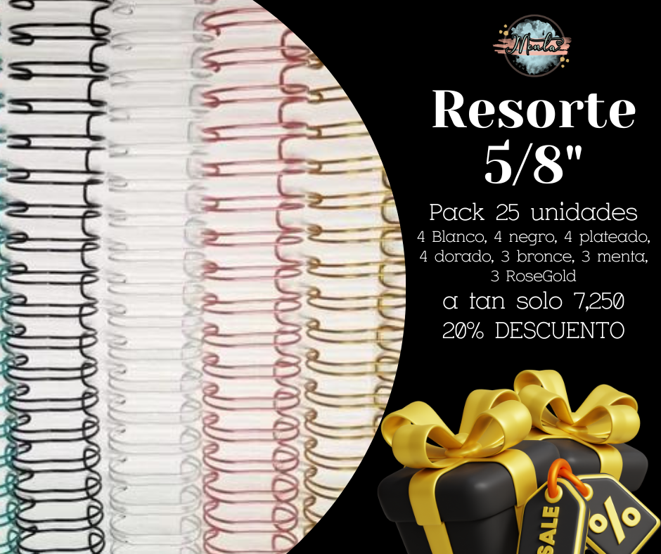 Pack 25 resortes Metálicos 5/8" 40% Desc.