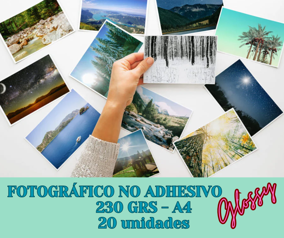 A4 Papel Fotográfico Brillante no Adh. 230grs 20Uds