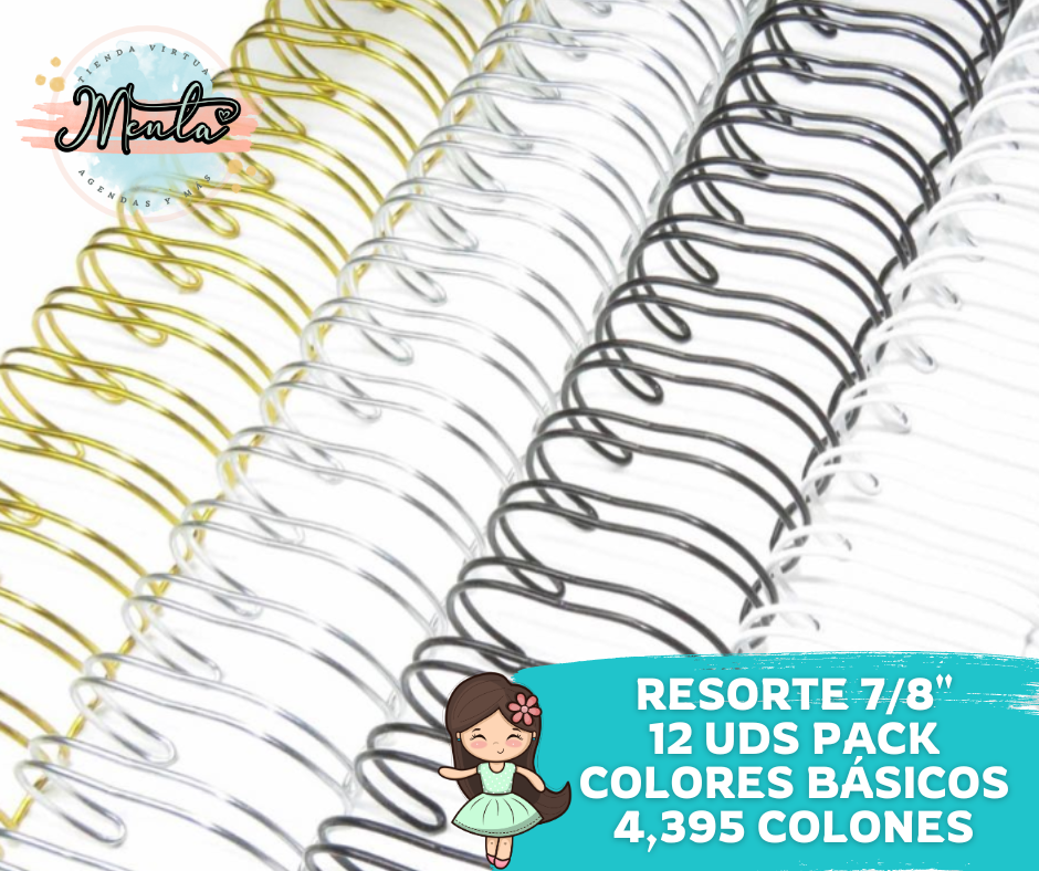 Resortes Metálicos Pack Docena 7/8" 30% Desc.