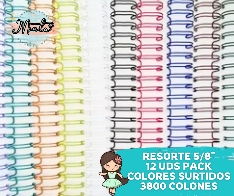 Resortes Metálicos Pack Docena 5/8" (B/N) 30% Desc.