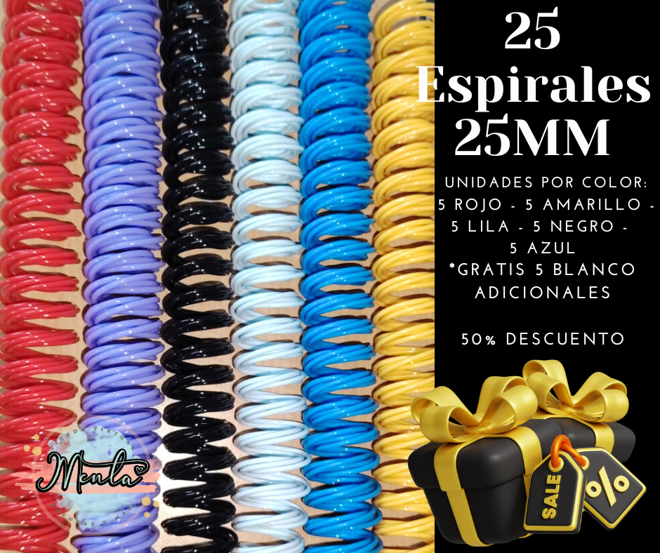 Pack 25 Espirales 25mm 50% Descuento