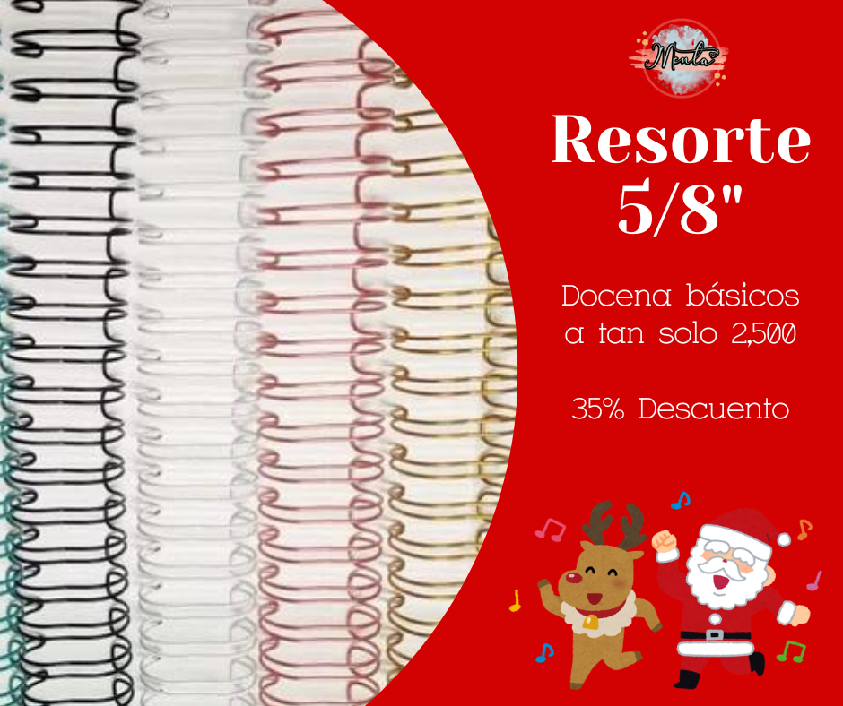Pack 12 resortes Metálicos 5/8" 30% Desc.