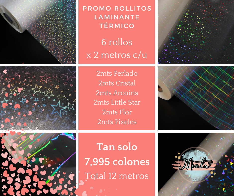 6 Rollos Laminante Térmico Pack Surtido