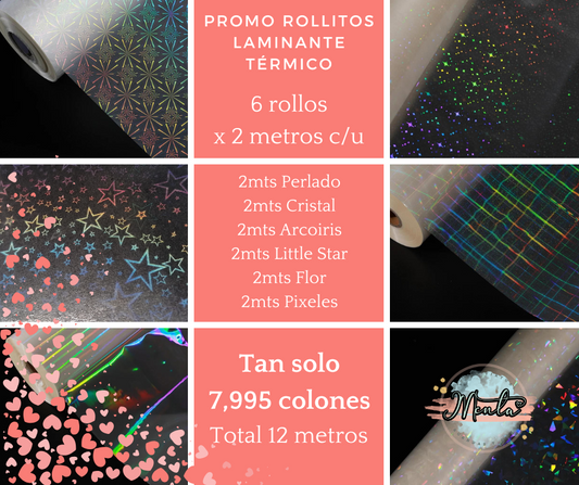 6 Rollos Laminante Térmico Pack Surtido
