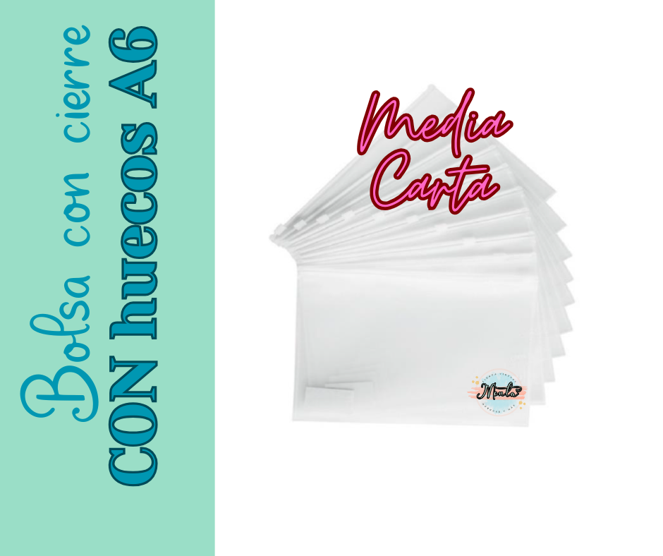 02001 - Bolsita con cierre y 6 huequitos (Tamaño A6)