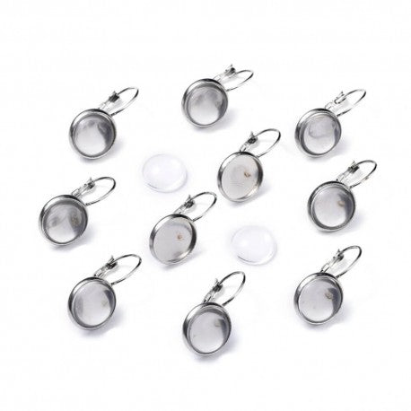 40 aretes con base acrílica oro rosa, negro, bronce, plata