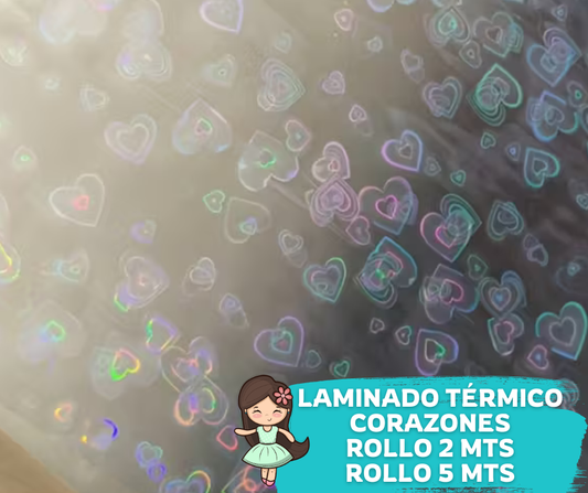 Holographic Laminating Hearts 32cms wide