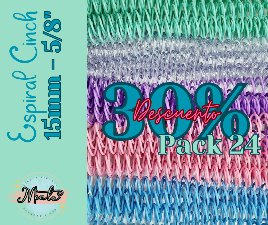 30% Desc. Pack 24 Espiral Plástica Paso 2:1 (Cualquier tamaño)