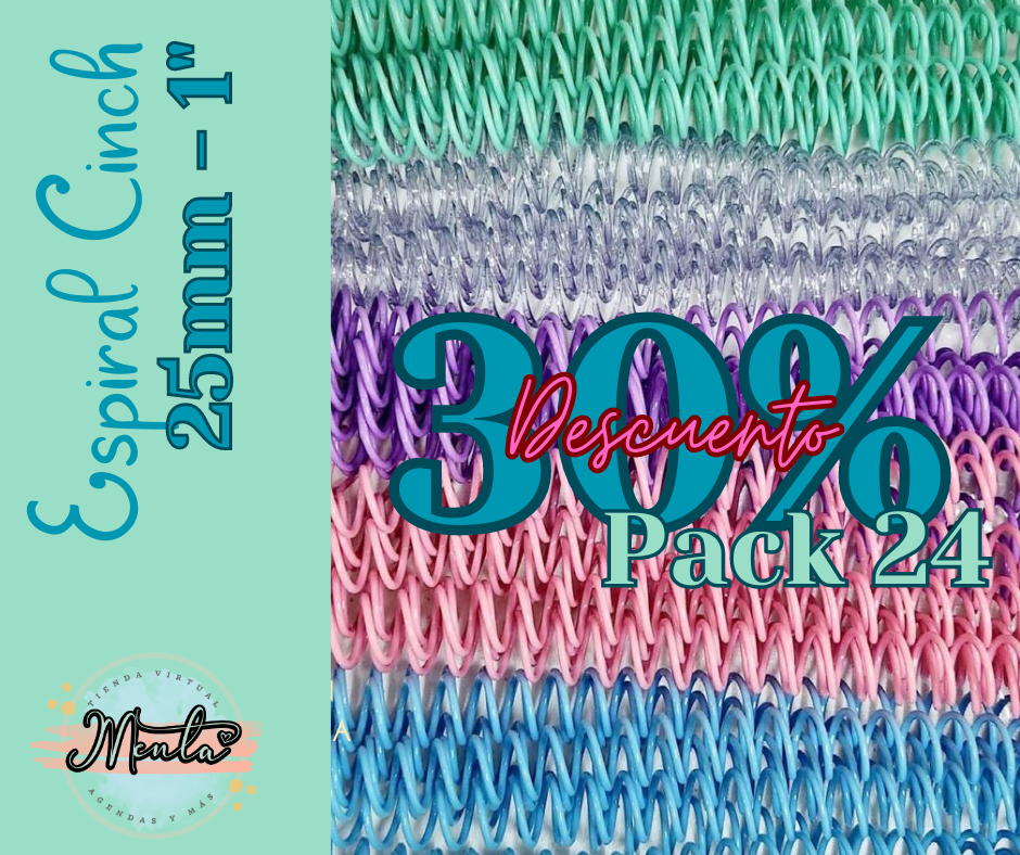 30% Desc. Pack 24 Espiral Plástica Paso 2:1 (Cualquier tamaño)