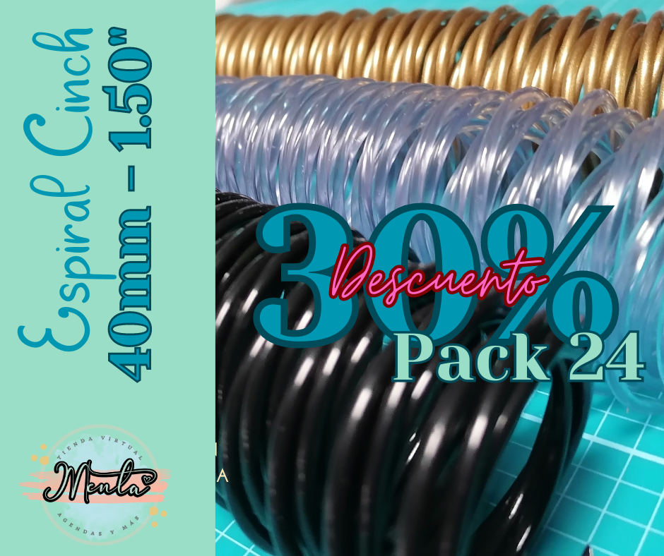 30% Desc. Pack 24 Espiral Plástica Paso 2:1 (Cualquier tamaño)