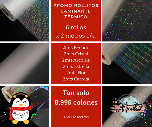 6 Rollos Laminante Térmico Pack Surtido