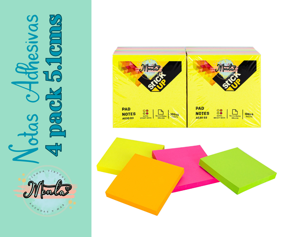 Notitas Adhesivas 4 Pack (5.1 x 5.1 cms)