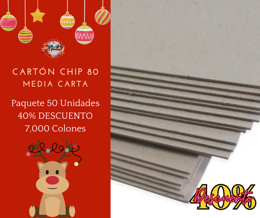 Cardboard Chip 80 Half Letter. Package 6 units