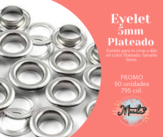 Eyelets Plateados 5mm (Paq.50U)