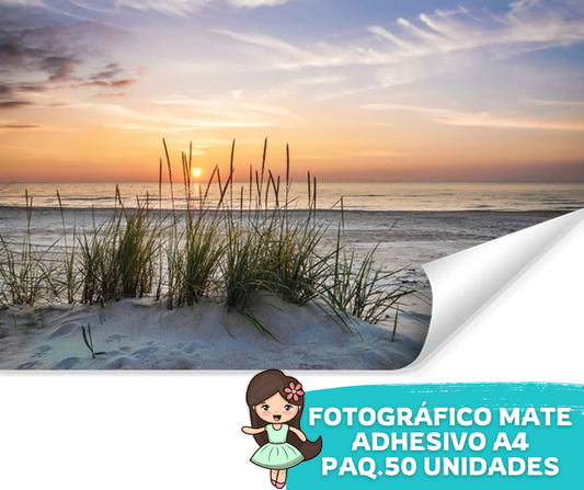 A4 Papel Fotográfico Adhesivo Mate 135grs 50Uds