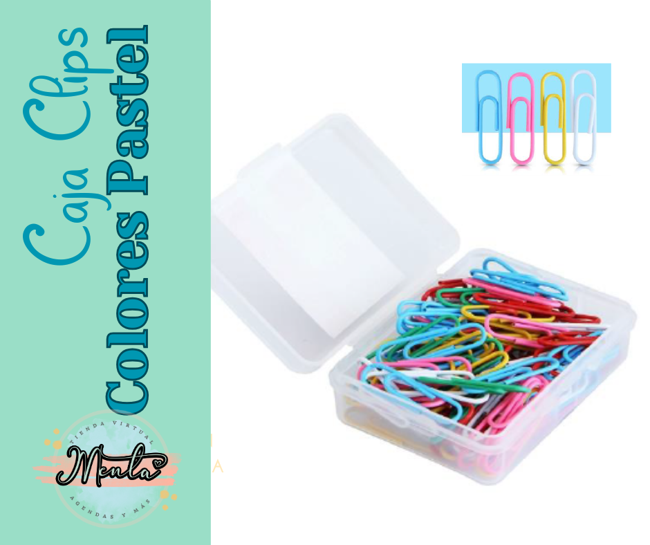 Caja de Clips colores Pastel Surtido 100 Unidades (9mm)