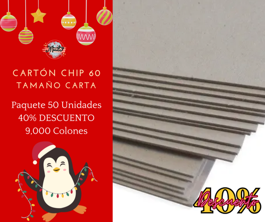 Cardboard Chip 80 Half Letter. Package 6 units