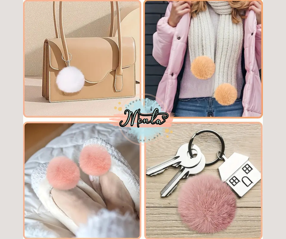 Pompones 6cms con agarre para llavero
