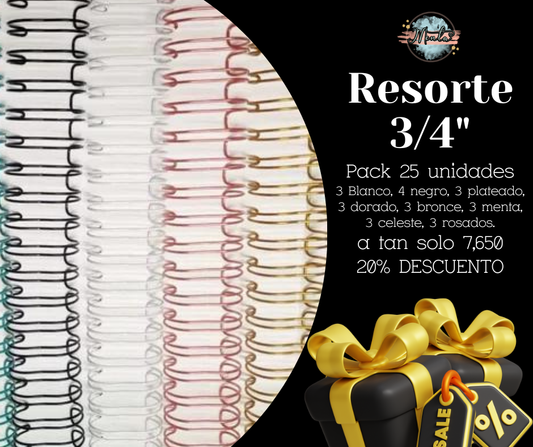 Pack 25 resortes Metálicos 3/4" 40% Desc.