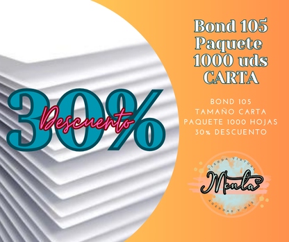 30% Desc. Papel Bond TAMAÑO CARTA
