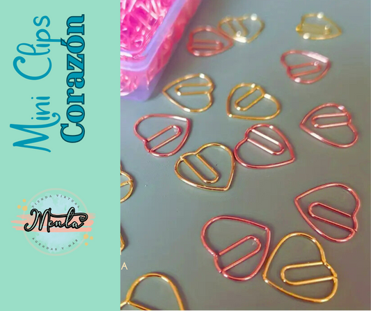 Mini Clips en forma de Corazón Docena