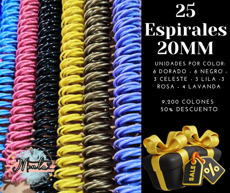Pack 25 Espirales 20mm 50% Descuento