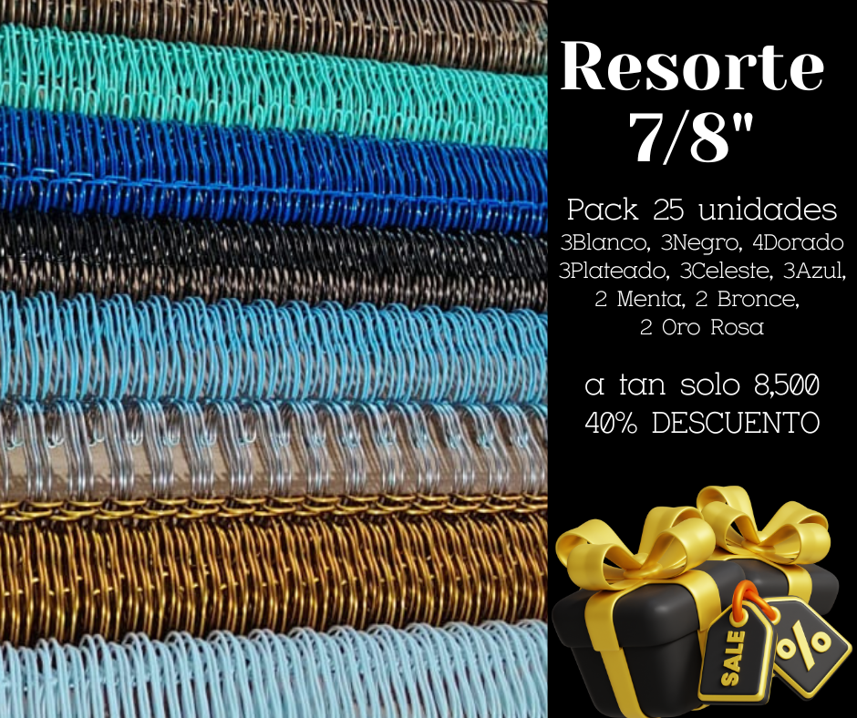 Pack 25 resortes Metálicos 7/8" 40% Desc.