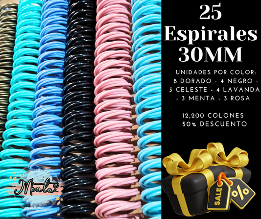 Pack 25 Espirales 30mm 50% Descuento