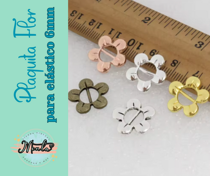 Plaquita Flor para Elástico 4 Unidades