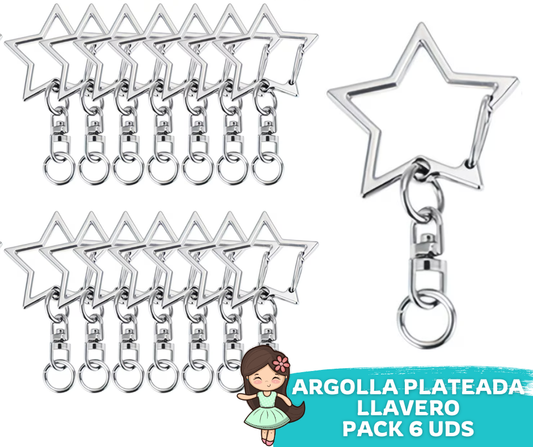 Argolla Estrella Plateada 6 Uds