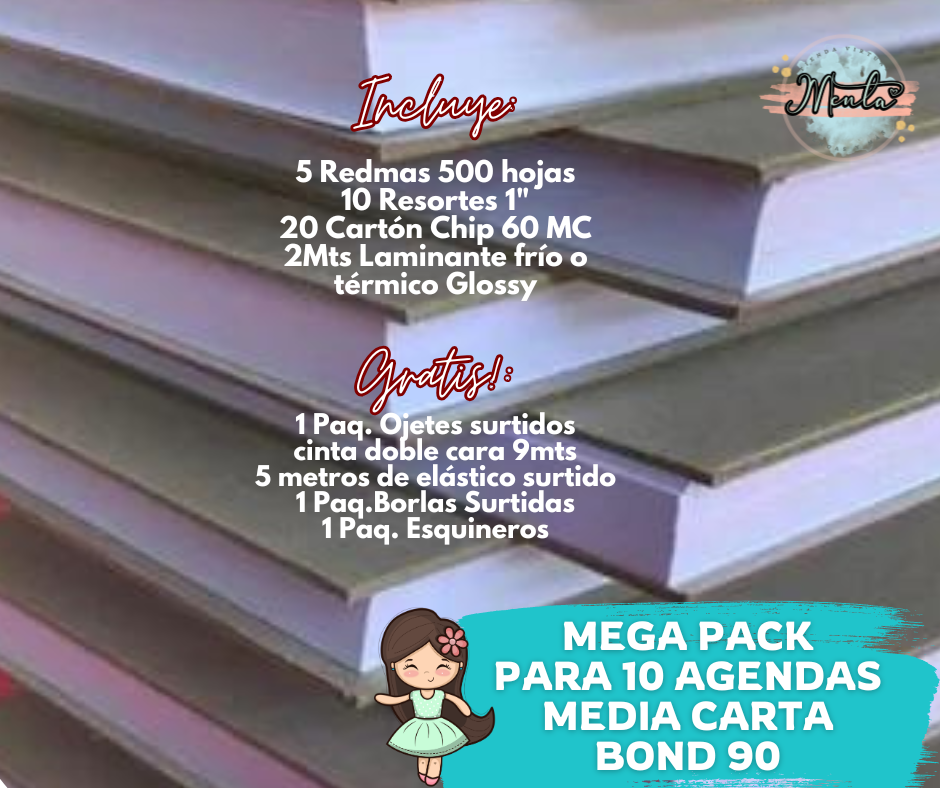 Mega Pack 10 Agendas Media Carta BOND 90