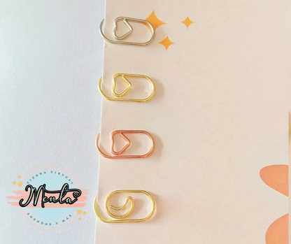 Mini Clips Corazón Metálico Docena