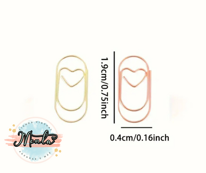 Mini Clips Corazón Metálico Docena