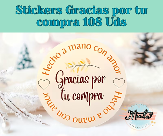 108 Stickers Gracias por tu Compra