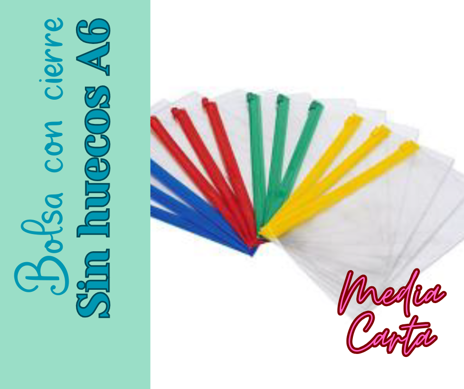 Bolsita con cierre de colores SIN HUECOS (Tamaño A6)