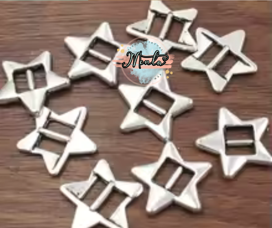 Plaquita Estrella para Elástico 4 Unidades
