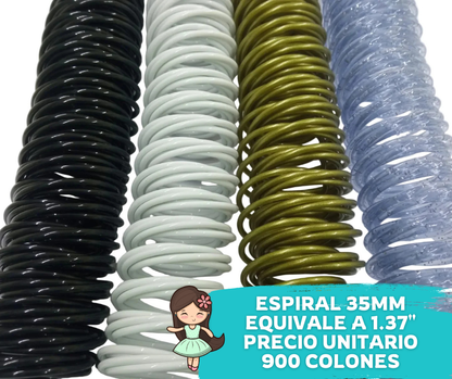 Espiral Plástica Paso 2:1 tamaño 35mm