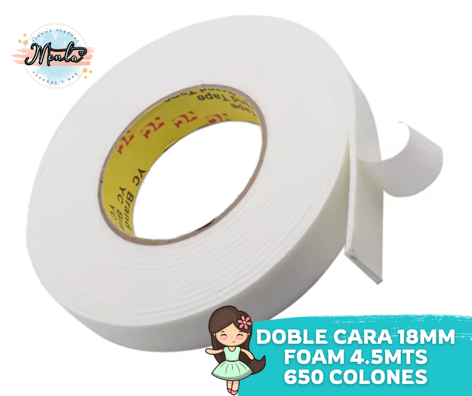 Cinta doble cara FOAM 18mm Rollo 4.5 metros