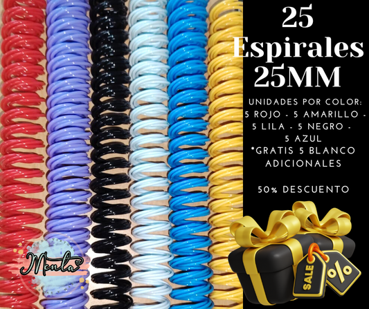 Pack 25 Espirales 25mm 50% Descuento