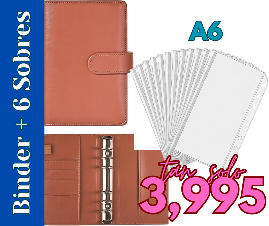 50% Desc. Binder Café A6 Organigasto + 6 Sobres