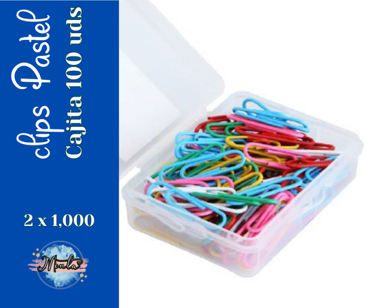 2x1 Caja de Clips Pastel 100 Unidades (9mm)