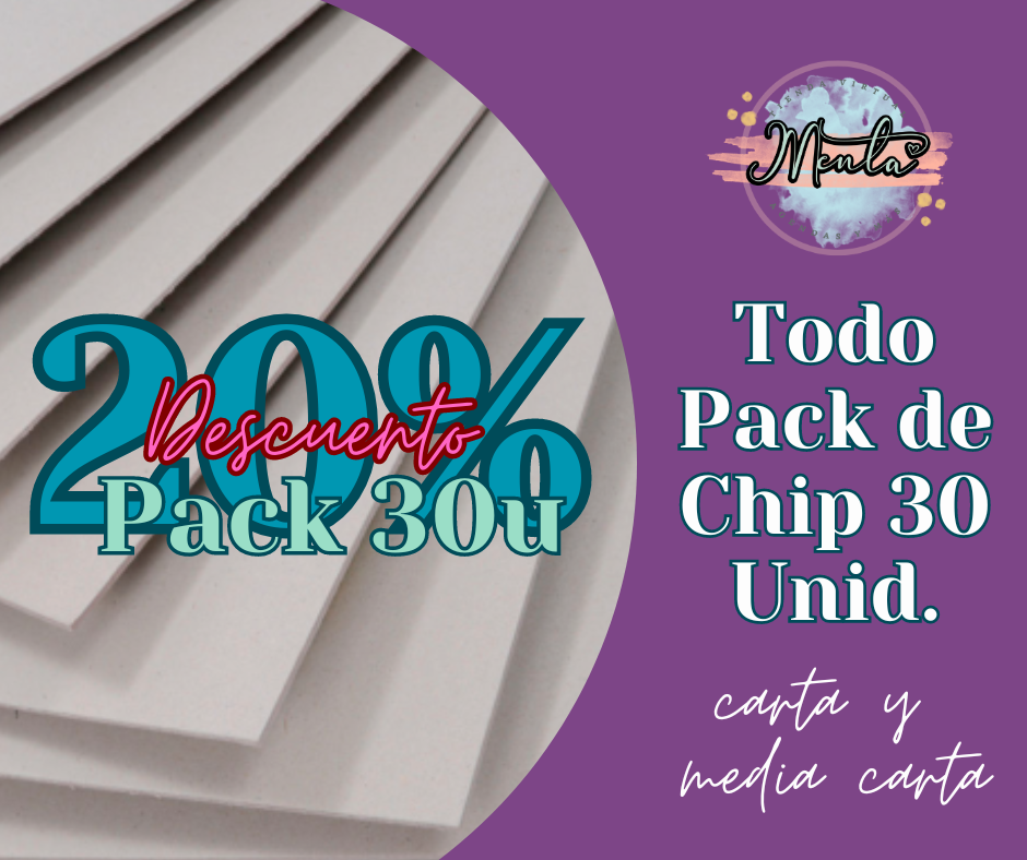 Cartón Chip 30 Unidades (Cualquier tamaño) 20% Desc.