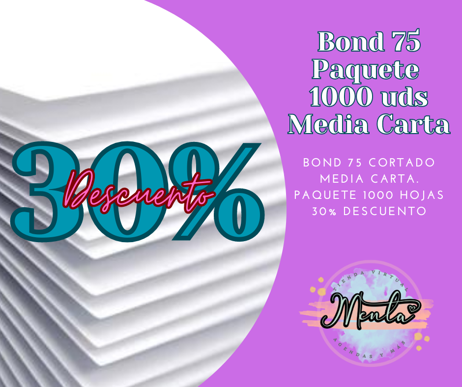 30% Desc. Papel Bond MEDIA CARTA