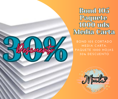 30% Desc. Papel Bond MEDIA CARTA